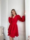 Классическое платье мини с двойной юбкой красного цвета 31042