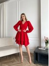 Классическое платье мини с двойной юбкой красного цвета 31042