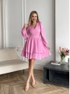 Класична сукня міні з подвійною спідницею рожевого кольору 31038