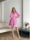 Класична сукня міні з подвійною спідницею рожевого кольору 31038