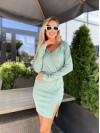 Класична сукня міні зі складками на талії мятного кольору 31774