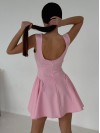 Коктельное платье клеш розового цвета 32730