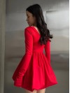 Комбінована сукня міні з пишною спідницею червоного кольору 32955