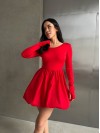 Комбінована сукня міні з пишною спідницею червоного кольору 32955