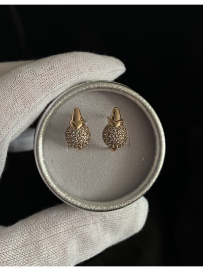 Сережки англійський замок золотого кольору 33837