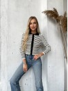 Короткий кардиган с пуговицами в полоску молочного цвета 29980