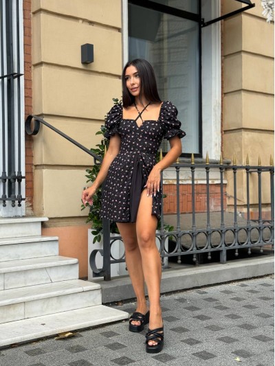 Короткое платье с разрезом черного цвета 32093