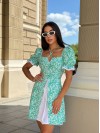 Короткое платье с разрезом зеленого цвета 32094