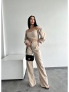 Костюм топ + брюки бежевого цвета 24320