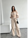 Костюм топ + брюки бежевого цвета 24320