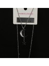 Кулон Місяць та зірка з ланцюжком срібного кольору 32423