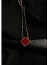 Кулон з ланцюжком двобічний (чорний+червоний)  золотого кольору 30620