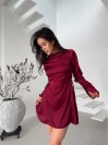 Легкое шелковое платье мини бордового цвета 34685