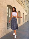 Легка спідниця міді на запах синього кольору 32625