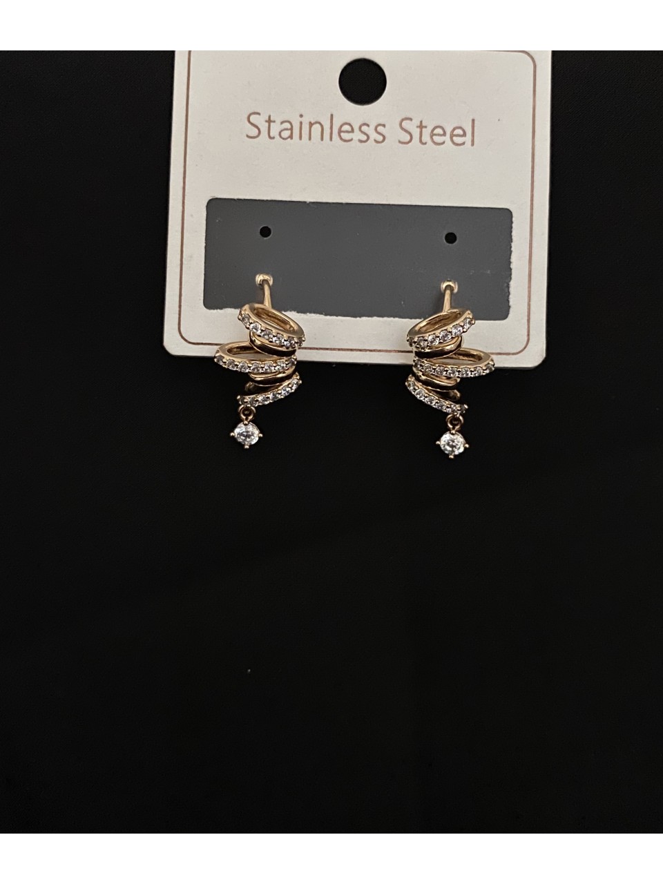 Сережки з камінчиками англійський замок золотого кольору 33825