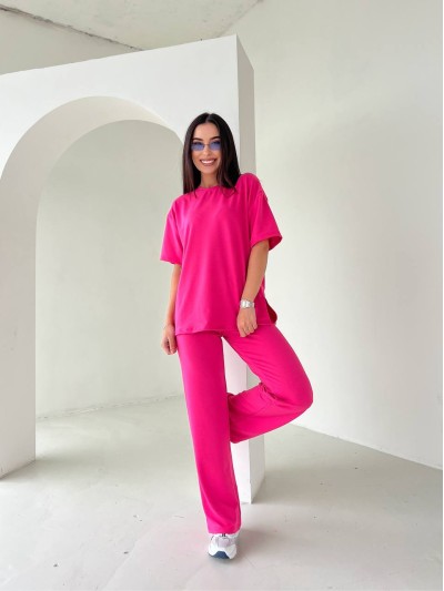 Стильний костюм двійка малинового кольору 32720