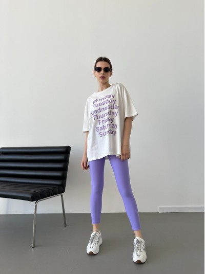 Легкий спортивний комплект (лосини+футболка) бузкового кольору 31621