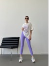 Легкий спортивний комплект (лосини+футболка) бузкового кольору 31621