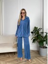 Легкий женский классический костюм синего цвета 30847