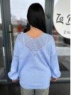 Легкий жіночий светр із вирізом блакитного кольору 31725