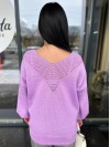 Легкий жіночий светр із вирізом бузкового кольору 31727