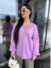 Легкий жіночий светр із вирізом бузкового кольору 31727