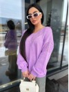 Легкий жіночий светр із вирізом бузкового кольору 31727
