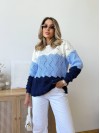 Легкий жіночий светр синього кольору 34007