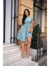 Легкое короткое платье в цветок мятного цвета 32688