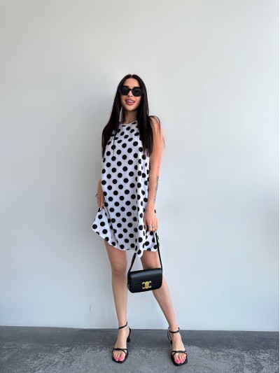 Легкое летнее платье в горох белого цвета 32078