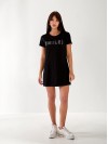 Легкое платье-футболка с надписью черного цвета 33302