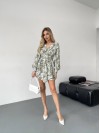 Легкое платье-комбинезон мини оливкового цвета 31970
