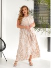 Легка сукня максі вільного крою з поясом бежевого кольору 32045