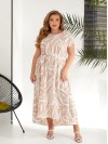 Легка сукня максі вільного крою з поясом бежевого кольору 32045