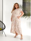 Легка сукня максі вільного крою з поясом бежевого кольору 32045
