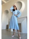 Легка сукня міді з відкритою спинкою блакитного кольору 32562