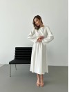 Легка сукня міді з відкритою спинкою молочного кольору 32558