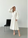 Легка сукня міді з відкритою спинкою молочного кольору 32558