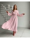Легкое платье миди с открытой спинкой розового цвета 32561