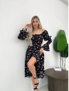 Легка сукня міді у велику квiтку чорного кольору 32147