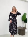 Легка сукня міді у велику квiтку чорного кольору 32147