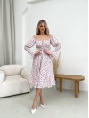 Легка сукня міді у дрiбну квітку молочного кольору 32146