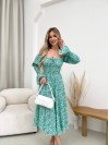 Легка сукня міді у дрiбну квітку зеленого кольору 32145