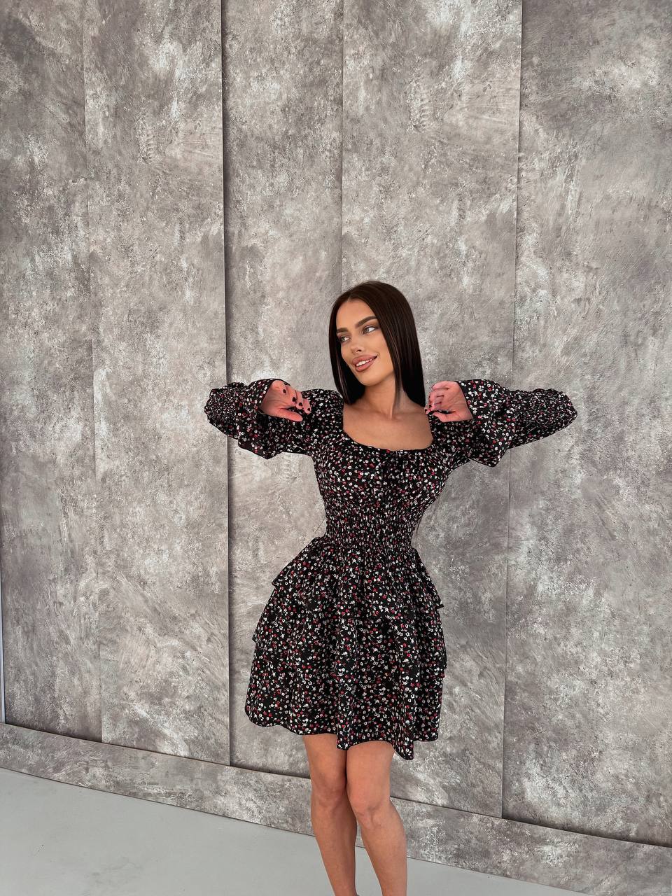Легкое платье мини черного цвета 31832