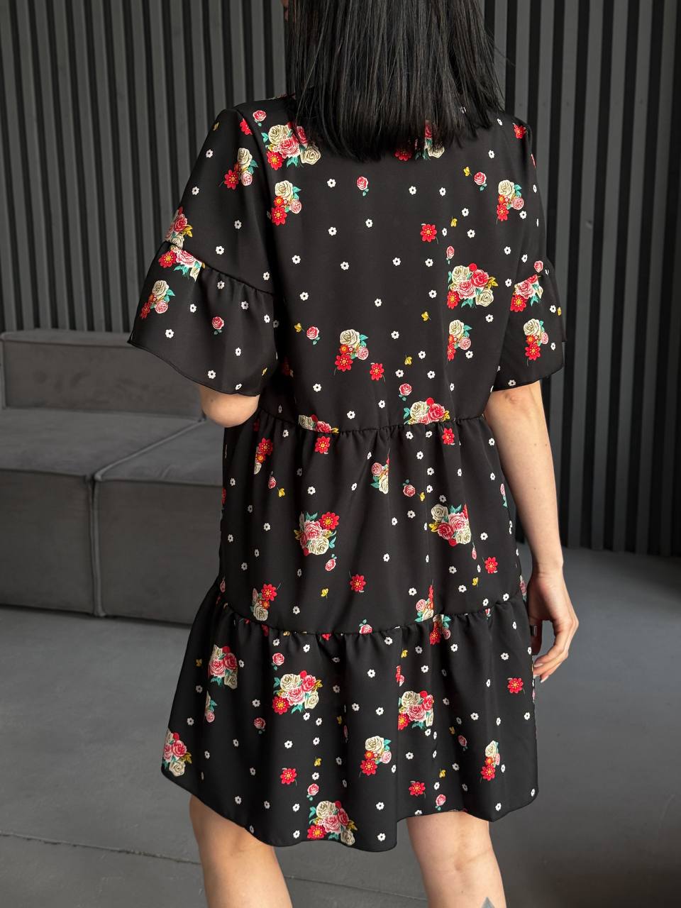 Легкое платье мини черного цвета 31874