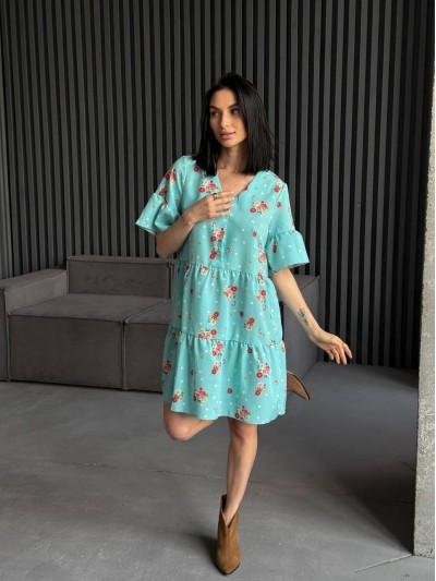 Легкое платье мини мятного цвета 31875