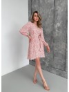 Легкое платье мини на запах розового цвета 32905
