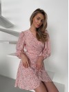 Легкое платье мини на запах розового цвета 32905