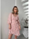 Легкое платье мини на запах розового цвета 32905