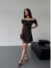Легка сукня міні з розрізом чорного кольору 32582